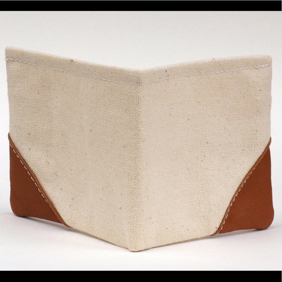 Wallet bifold canvas with leather corners handmade - Picture 2 of 4